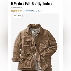 Men’s utility Jacket, Boulder Creek, 9 pocket 7XTall, Maple Brown